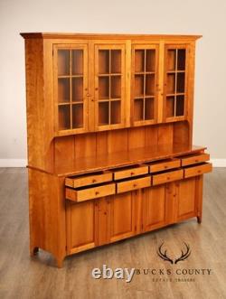 Shaker Shoppe Cherry Stepback Cupboard With Glass Door Hutch Shaker Shoppe Cherry Stepback Cupboard With Glass Door Hutch