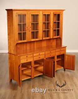 Shaker Shoppe Cherry Stepback Cupboard With Glass Door Hutch