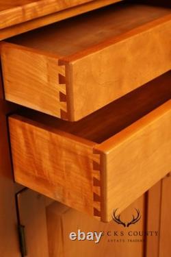 Shaker Shoppe Cherry Stepback Cupboard With Glass Door Hutch