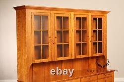 Shaker Shoppe Cherry Stepback Cupboard With Glass Door Hutch