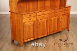 Shaker Shoppe Cherry Stepback Cupboard With Glass Door Hutch