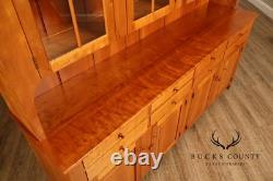 Shaker Shoppe Cherry Stepback Cupboard With Glass Door Hutch