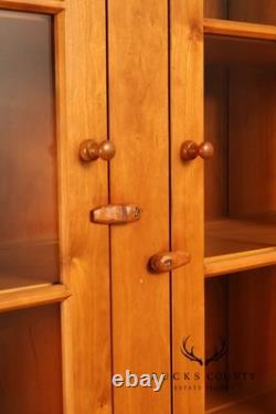 Shaker Shoppe Cherry Stepback Cupboard With Glass Door Hutch