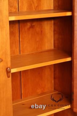 Shaker Shoppe Cherry Stepback Cupboard With Glass Door Hutch