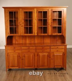 Shaker Shoppe Cherry Stepback Cupboard With Glass Door Hutch Shaker Shoppe Cherry Stepback Cupboard With Glass Door Hutch