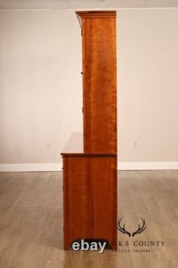 Shaker Shoppe Cherry Stepback Cupboard With Glass Door Hutch