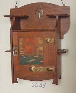 Shapland & Petter of Barnstaple ARTS & CRAFTS Smoking & Pipe Wall Cabinet