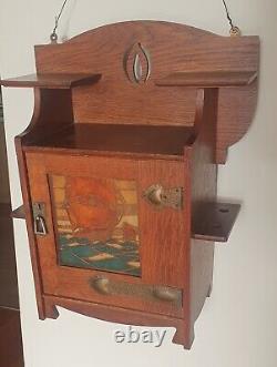 Shapland & Petter of Barnstaple ARTS & CRAFTS Smoking & Pipe Wall Cabinet