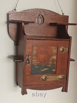 Shapland & Petter of Barnstaple ARTS & CRAFTS Smoking & Pipe Wall Cabinet