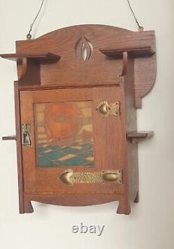 Shapland & Petter of Barnstaple ARTS & CRAFTS Smoking & Pipe Wall Cabinet