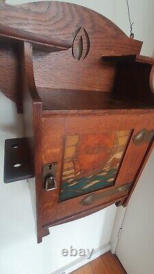 Shapland & Petter of Barnstaple ARTS & CRAFTS Smoking & Pipe Wall Cabinet