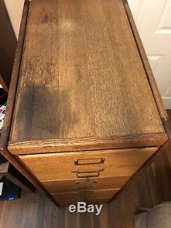 Shaw Walker 4 Drawer Antique Oak File Cabinet. Very Nice Patina