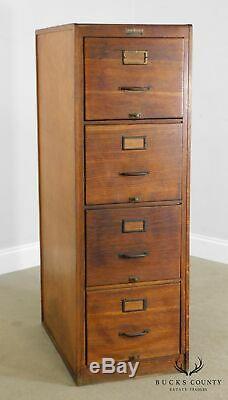 Shaw-Walker Antique Oak 4 Drawer File Cabinet