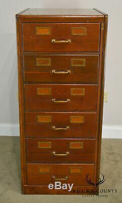 Shaw Walker Antique Oak 6 Drawer File Cabinet