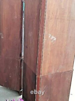 Sheraton style vintage Mahogany china corner cabinet cupboard 2 available