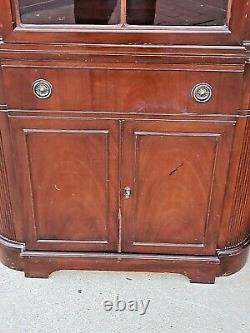 Sheraton style vintage Mahogany china corner cabinet cupboard 2 available