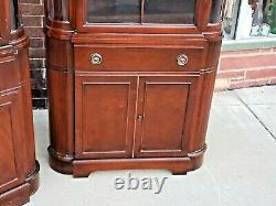 Sheraton style vintage Mahogany china corner cabinet cupboard 2 available