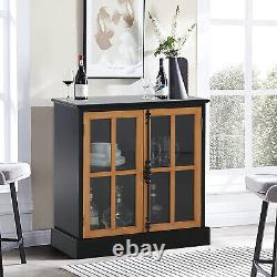 Sideboard Buffet Cabinet with Glass Door Display Cabinet Accent Storage Cabinet