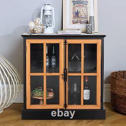 Sideboard Buffet Cabinet with Glass Door Display Cabinet Accent Storage Cabinet