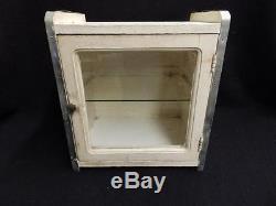 Small Antique Medicine Cabinet Cupboard Glass Shelf Chrome Trim Bathroom 3319-14