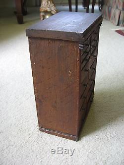 Small Antique Oak/Ash Cabinet with 19 Drawers and Original Brass Knobs