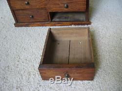 Small Antique Oak/Ash Cabinet with 19 Drawers and Original Brass Knobs