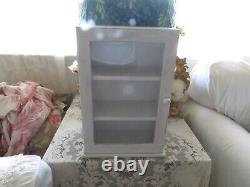 So Cottage Chic Vintage Small Wood Display Cabinet for Collectibles Cottage Wht