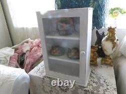 So Cottage Chic Vintage Small Wood Display Cabinet for Collectibles Cottage Wht