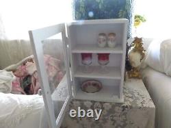 So Cottage Chic Vintage Small Wood Display Cabinet for Collectibles Cottage Wht