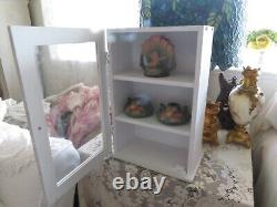So Cottage Chic Vintage Small Wood Display Cabinet for Collectibles Cottage Wht