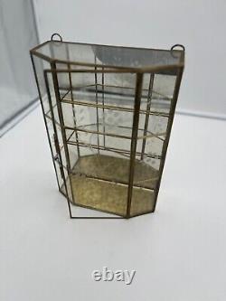 Solid Brass Glass Mirror Curio Cabinet Vintage