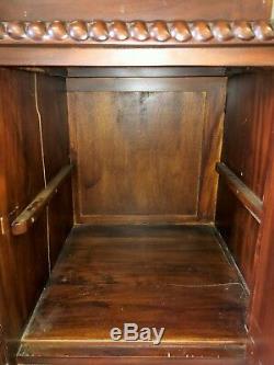 Solid Mahogany Breakfront Chippendale China Hutch Bookcase