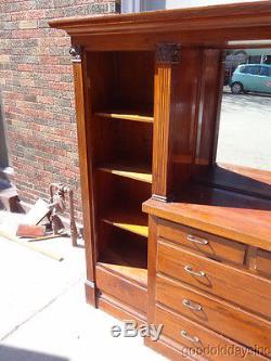 Solid Oak Back Bar / Bookcase / Buffet with Display and Storage