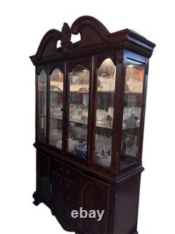 Solid Wood Lighted China Cabinet / Hutch Glass Display, Vintage Style