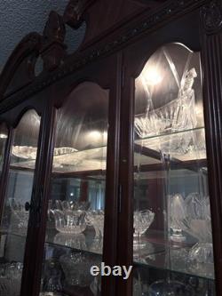 Solid Wood Lighted China Cabinet / Hutch Glass Display, Vintage Style