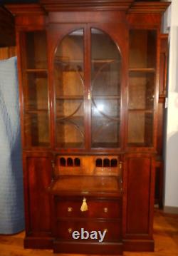 Southampton Mahogany Breakfront Desk & Glass Door Bookcase or China Cabinet