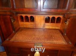 Southampton Mahogany Breakfront Desk & Glass Door Bookcase or China Cabinet