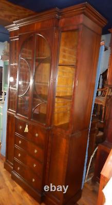 Southampton Mahogany Breakfront Desk & Glass Door Bookcase or China Cabinet