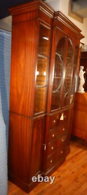 Southampton Mahogany Breakfront Desk & Glass Door Bookcase or China Cabinet