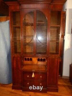 Southampton Mahogany Breakfront Desk & Glass Door Bookcase or China Cabinet