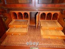 Southampton Mahogany Breakfront Desk & Glass Door Bookcase or China Cabinet