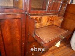 Southampton Mahogany Breakfront Desk & Glass Door Bookcase or China Cabinet