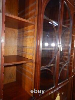 Southampton Mahogany Breakfront Desk & Glass Door Bookcase or China Cabinet