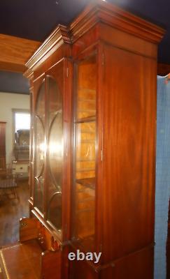 Southampton Mahogany Breakfront Desk & Glass Door Bookcase or China Cabinet