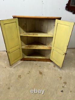 Southern maryland primitive yellow pine hanging corner cupboard 1800s