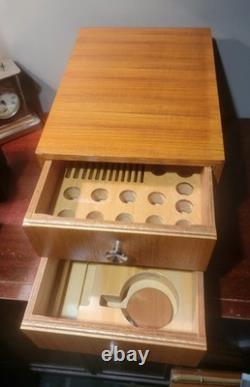 Specimen TEAK Apothecary Cabinet Hardware parts Dental 2 Drawers, Wood MCM