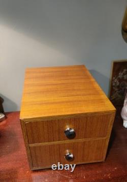 Specimen TEAK Apothecary Cabinet Hardware parts Dental 2 Drawers, Wood MCM