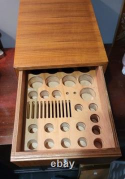Specimen TEAK Apothecary Cabinet Hardware parts Dental 2 Drawers, Wood MCM