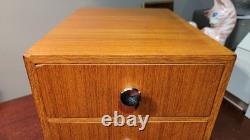 Specimen TEAK Apothecary Cabinet Hardware parts Dental 2 Drawers, Wood MCM