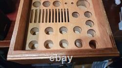Specimen TEAK Apothecary Cabinet Hardware parts Dental 2 Drawers, Wood MCM